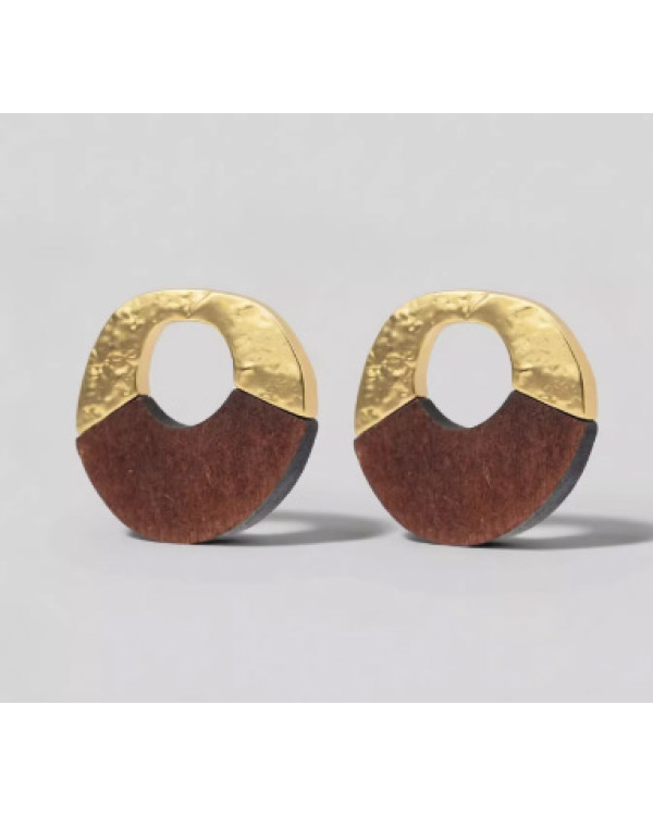 Сережки wood gold біжутерія стильна велика