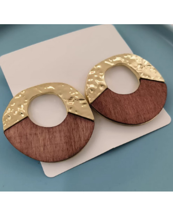 Сережки wood gold біжутерія стильна велика