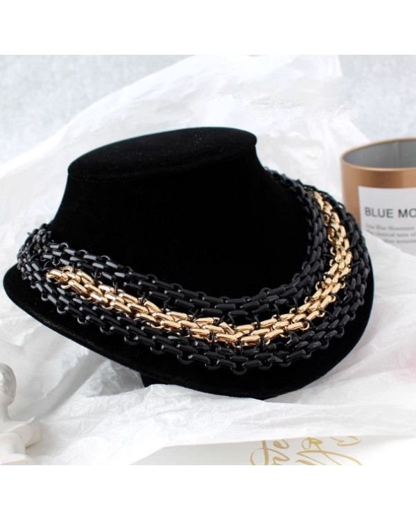 Колье цепь gold black трендовая бижутерия