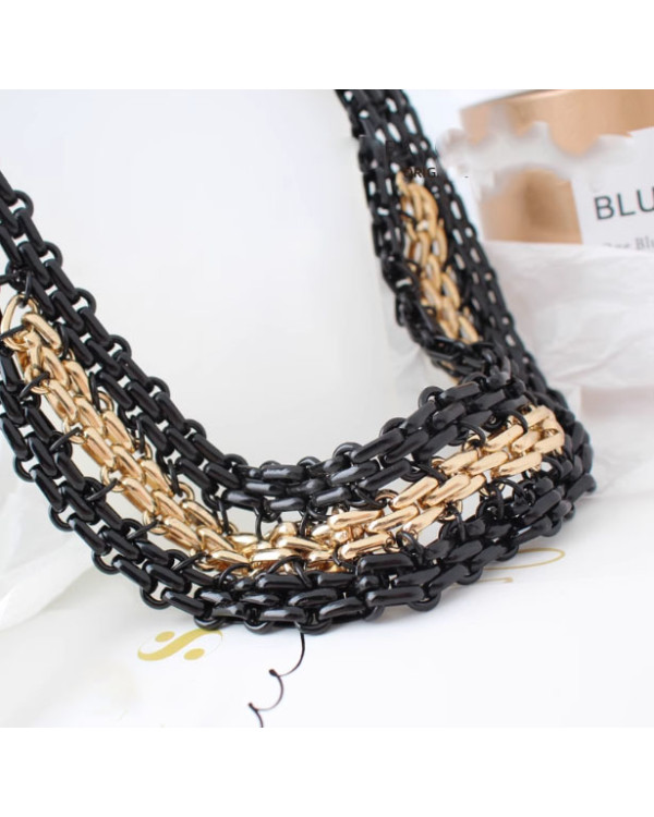 Колье цепь gold black трендовая бижутерия