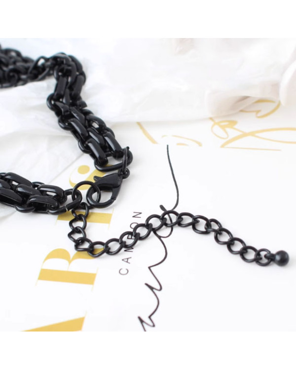 Колье цепь gold black трендовая бижутерия