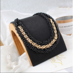Колье цепь gold black трендовая бижутерия-foto4