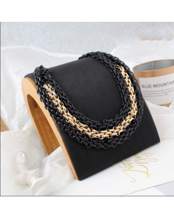Колье цепь gold black трендовая бижутерия