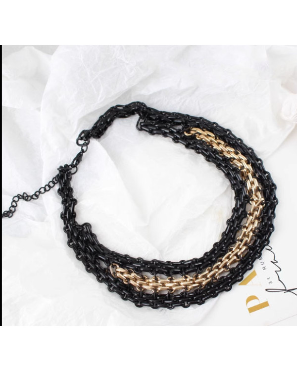 Колье цепь gold black трендовая бижутерия