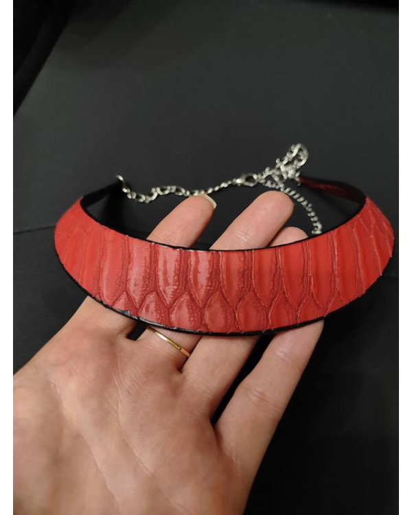Колье пектораль им кожи dark red
