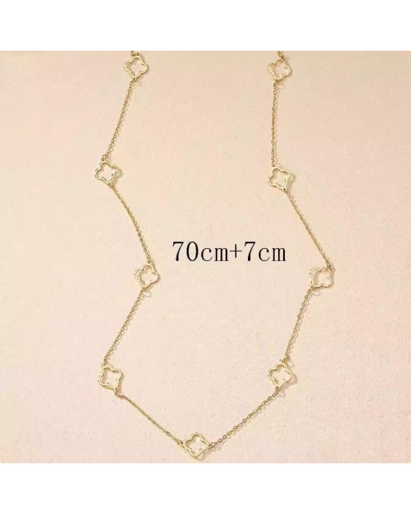 Колье со вставками квадрифолий цепь длинная