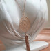 кулон капля с кистью на цепочке длинной с кристаллами  бижутерия