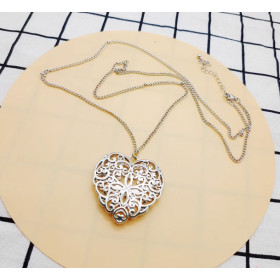 Кулон серце на ланцюжку ажур сріблястий великий біжутерія-foto3