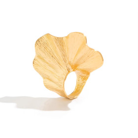 Кольцо лист гинко золотистое масивное бижутерия тренд-foto5