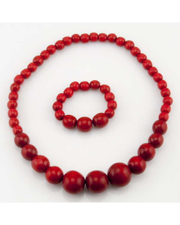 Набор бусы и браслет "Red Set"